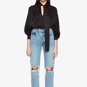 Anine Bing Delilah black silk blouse XS
